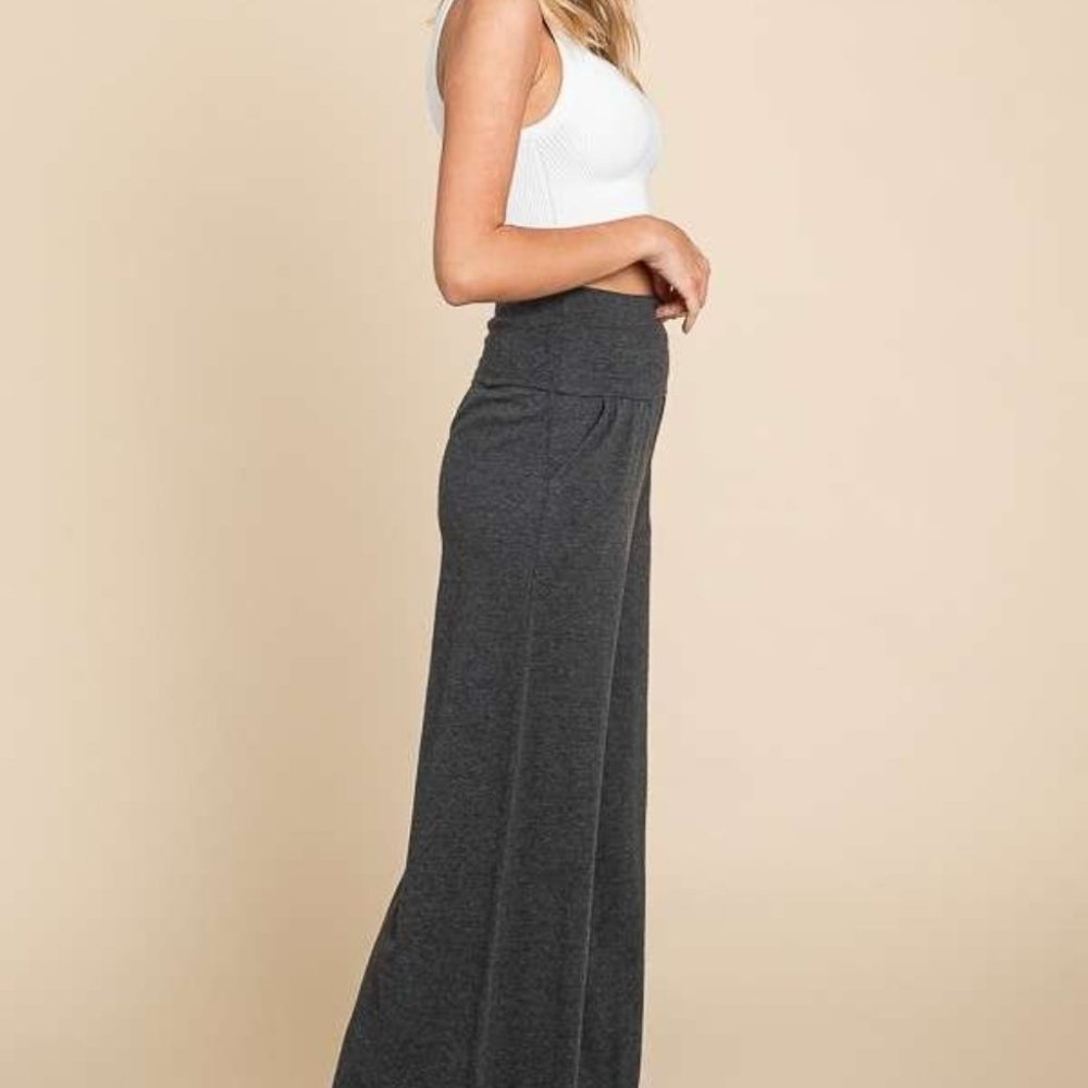 Wide Waistband High Waist Wide Leg Pants - Picture 2 of 3